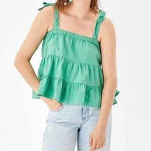 American Eagle Outfitters Teal Tiered Blouse